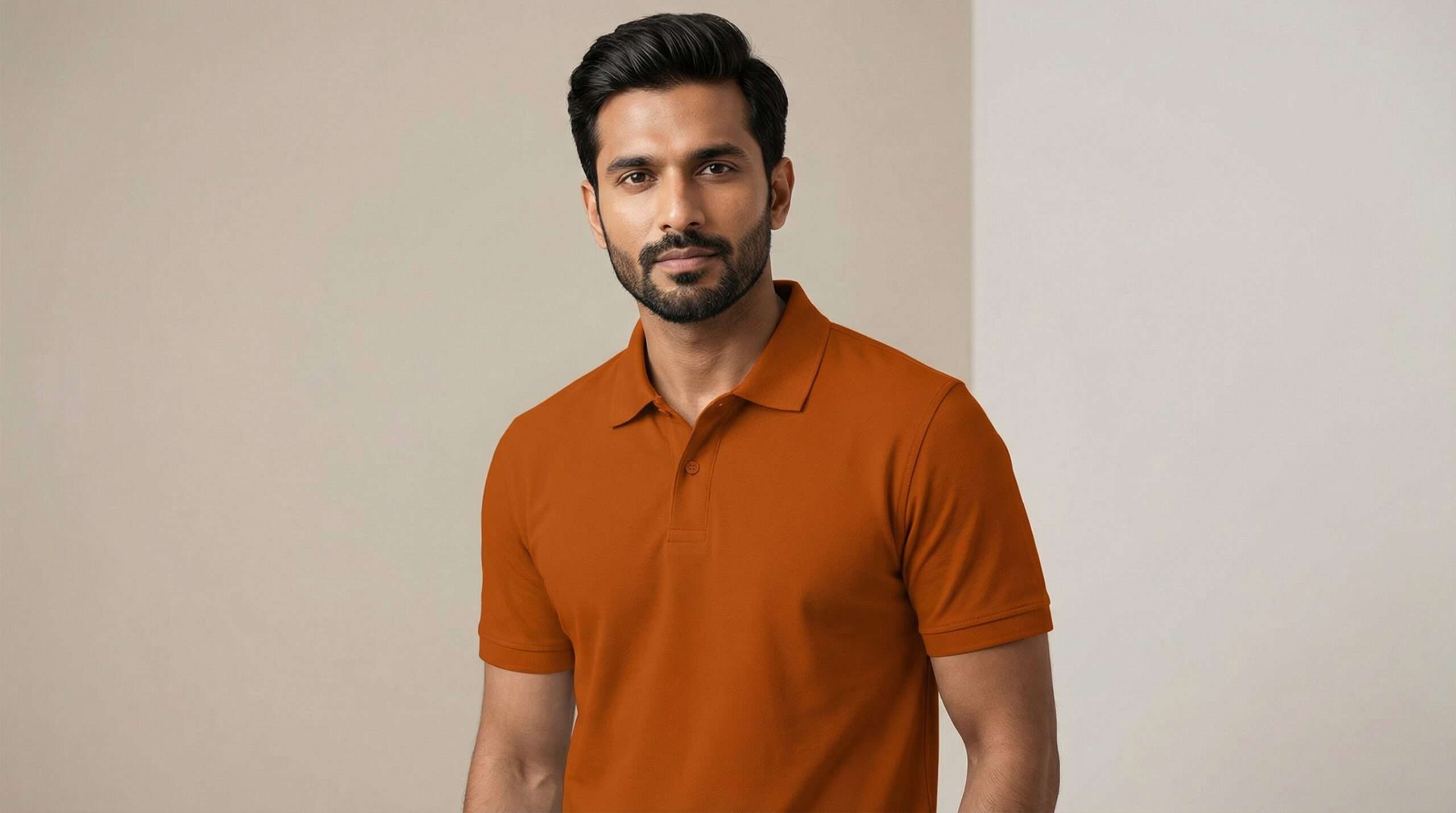 Carbon ni Solid Collar T-shirt Rust - Image 2