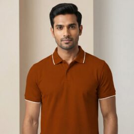Carbon ni Tipping Collar T-shirt Rust-with-white