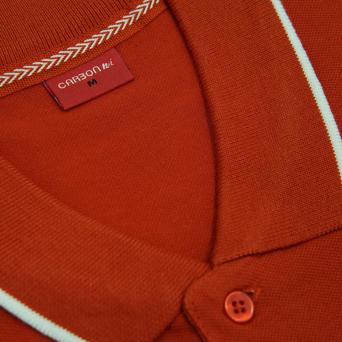 Carbon ni Tipping Collar T-shirt Rust-with-white - Image 3