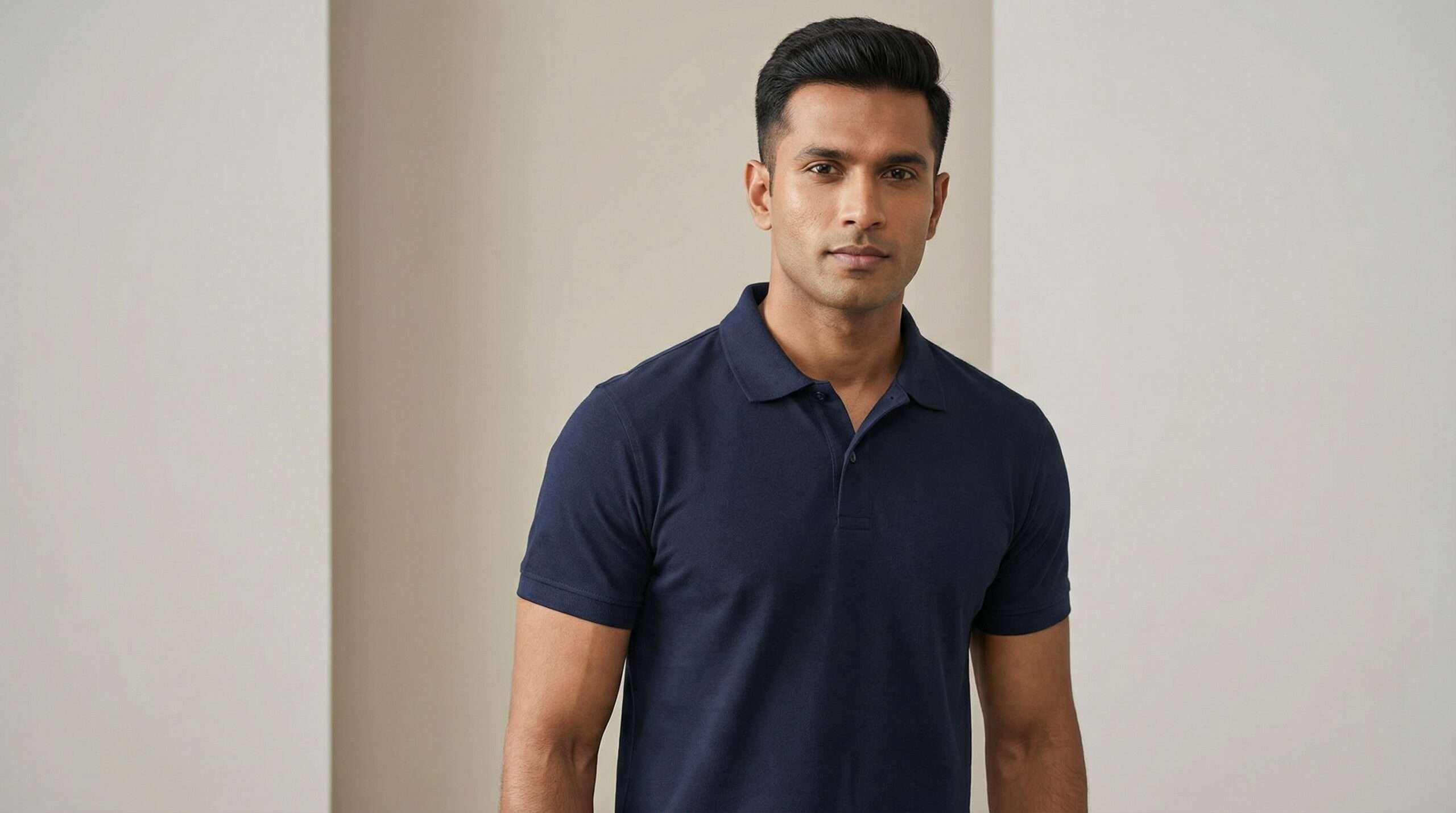 Carbon ni Solid Collar T-shirt True Navy - Image 3