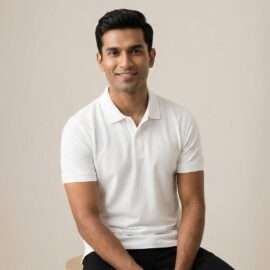Carbon ni Solid Collar T-shirt Turquoise-White