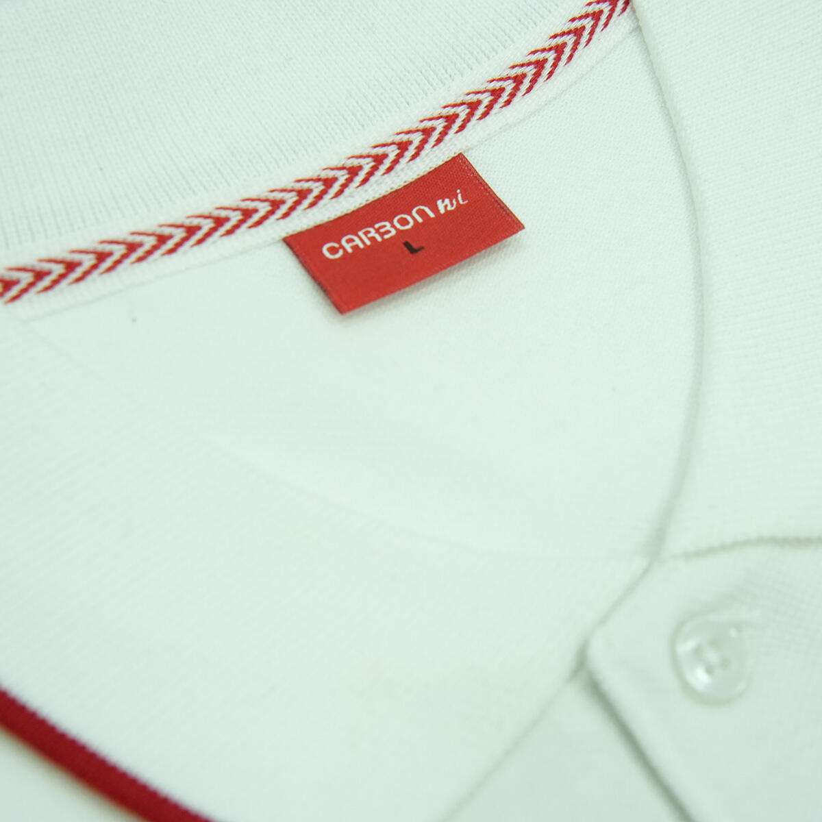 Carbon ni Tipping Collar T-shirt White-With-Red - Image 3